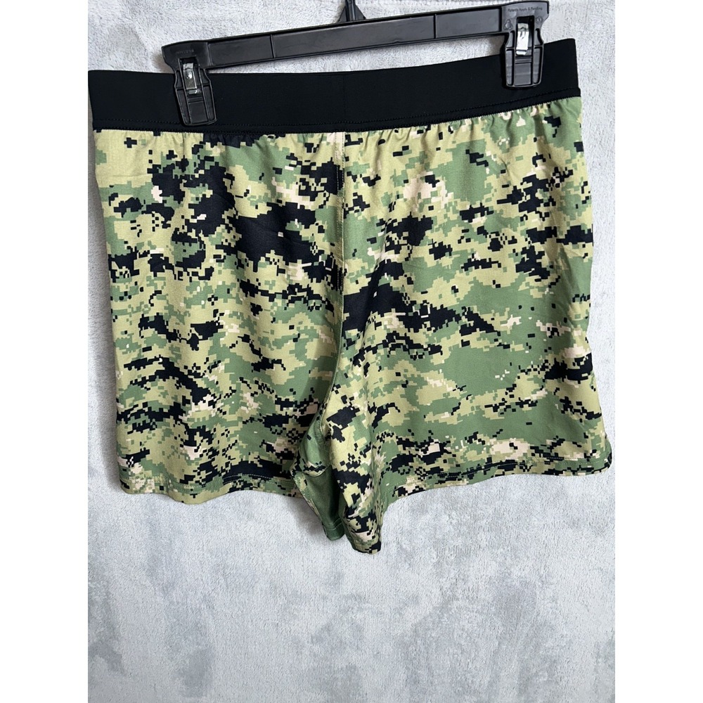 TacHuntFish THF Mens Medium Green Grid Camo Athletic Training Shorts